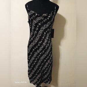 BCBG Paris Women's Black Floral Spaghetti Strap Slip Dress: S